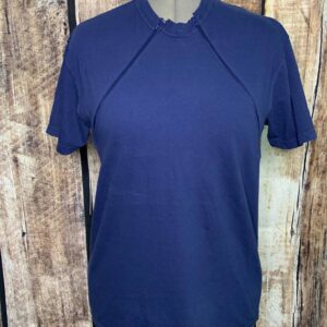 True Navy Zipper Chemo Port Short Sleeve Shirt