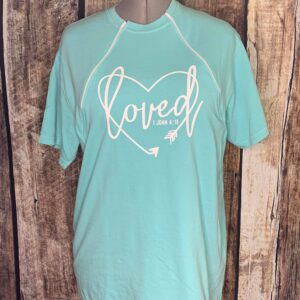 Loved 1 John 4:11 - Chalky Mint Zipper Port Short Sleeve Shirt