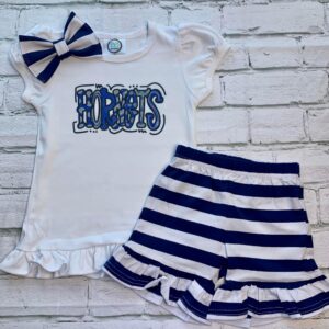 Hornets Doodle Screen Print Toddler Ruffle Shirt