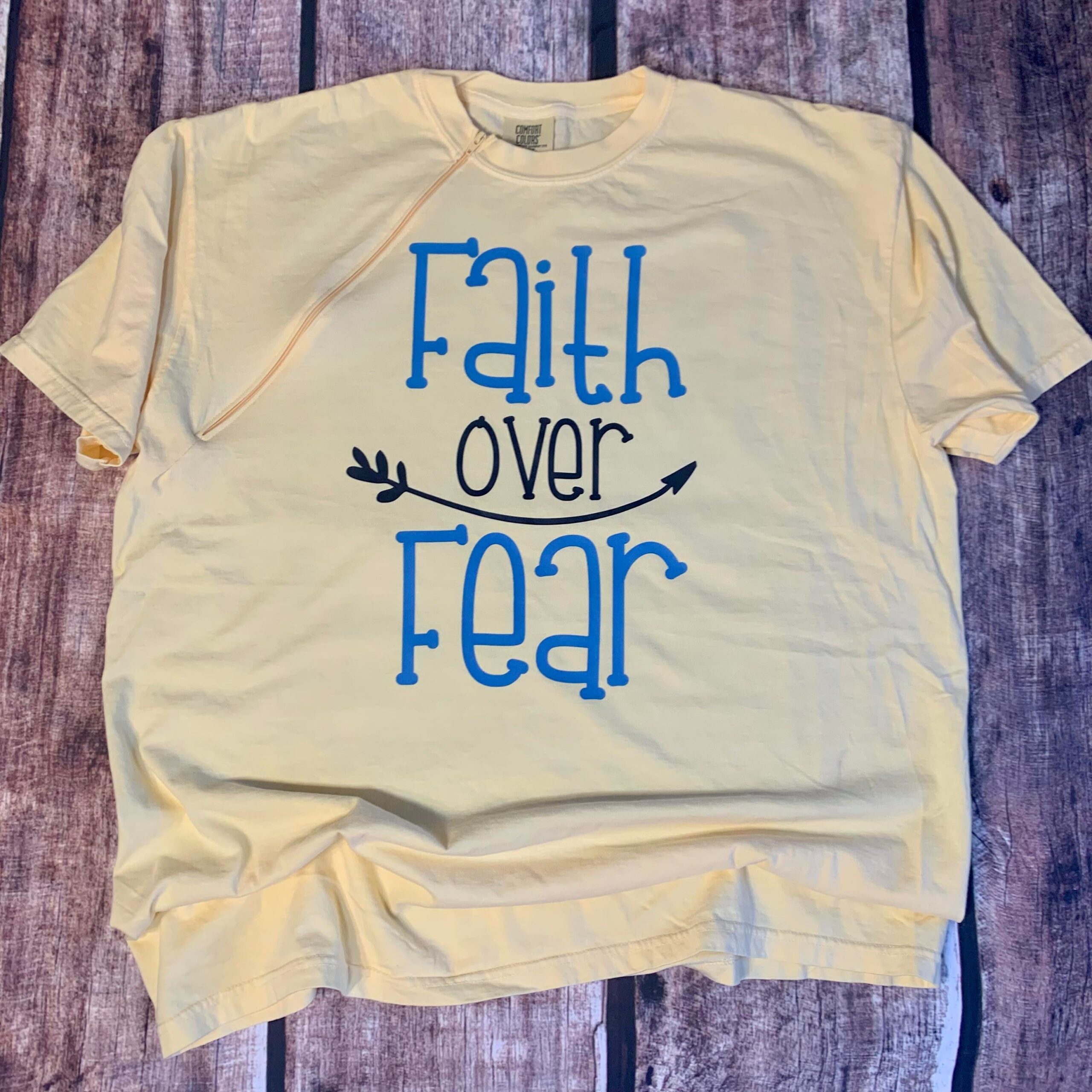 Faith Over Fear - Butter Zipper Port Short Sleeve Shirt