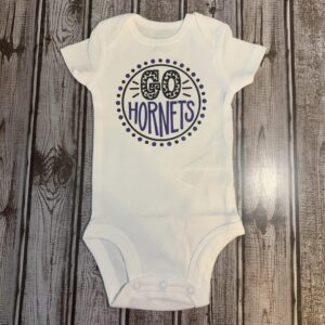 Go Hornets Circle Dot Screen Print Onesie