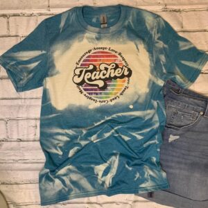 Encourage Teacher Circle Reverse Bleached Shirt Adult Small