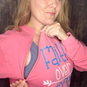 Faith Over Fear - Crunchberry Zipper Chemo Port Long Sleeve Shirt