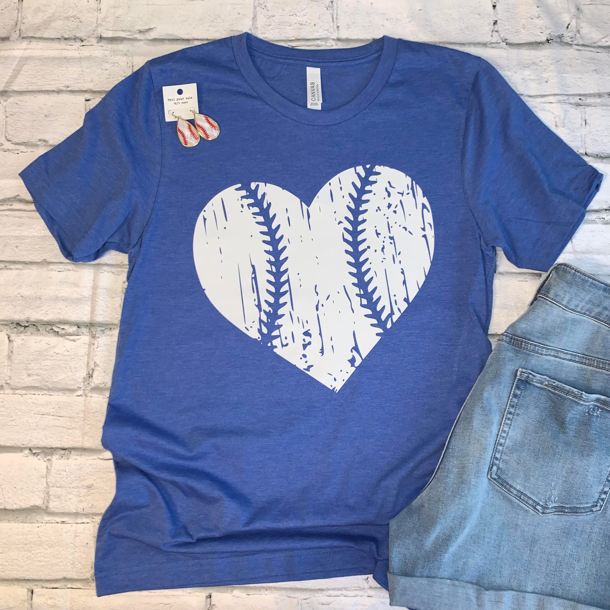 Distressed Softball/Baseball Heart Shirt