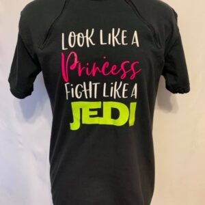 Look Like a Princess Fight Like a Jedi - Black Youth Zipper Chemo Port Shirt