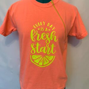 Every Day is a Fresh Start - Neon Red Orange Youth Zipper Chemo Port Shirt