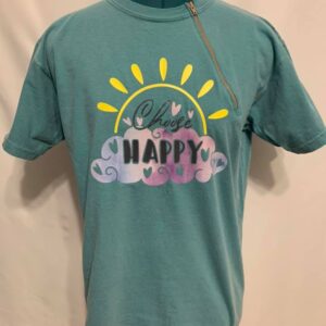 Choose Happy - Seafoam Youth Zipper Chemo Port Shirt