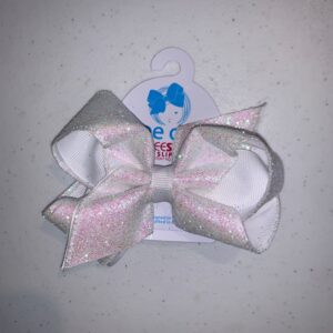 Glitter White Bow - Medium
