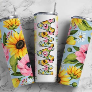 Floral Sunflower Mama Tumbler