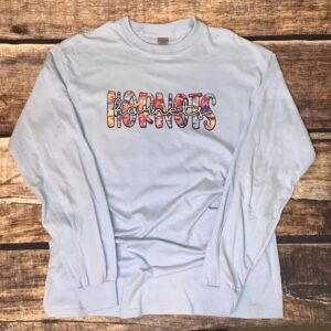Hornets Tie Dye Sketch Light Blue Long Sleeve Shirt