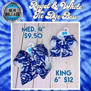 Tie Dye Print Grosgrain Blue - Medium Bow