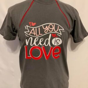 All You Need is Love - Pepper Gray Zipper Chemo Port Short Sleeve Shirt