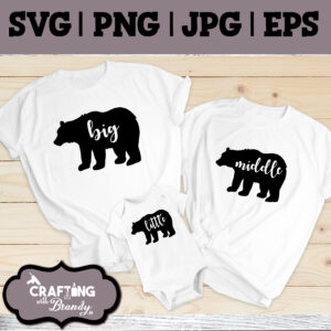 Big Middle Little Bear Set of 3 Designs | SVG | PNG | JPG | eps cut file