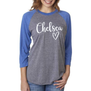 Chelsea Heart Royal Gray Raglan