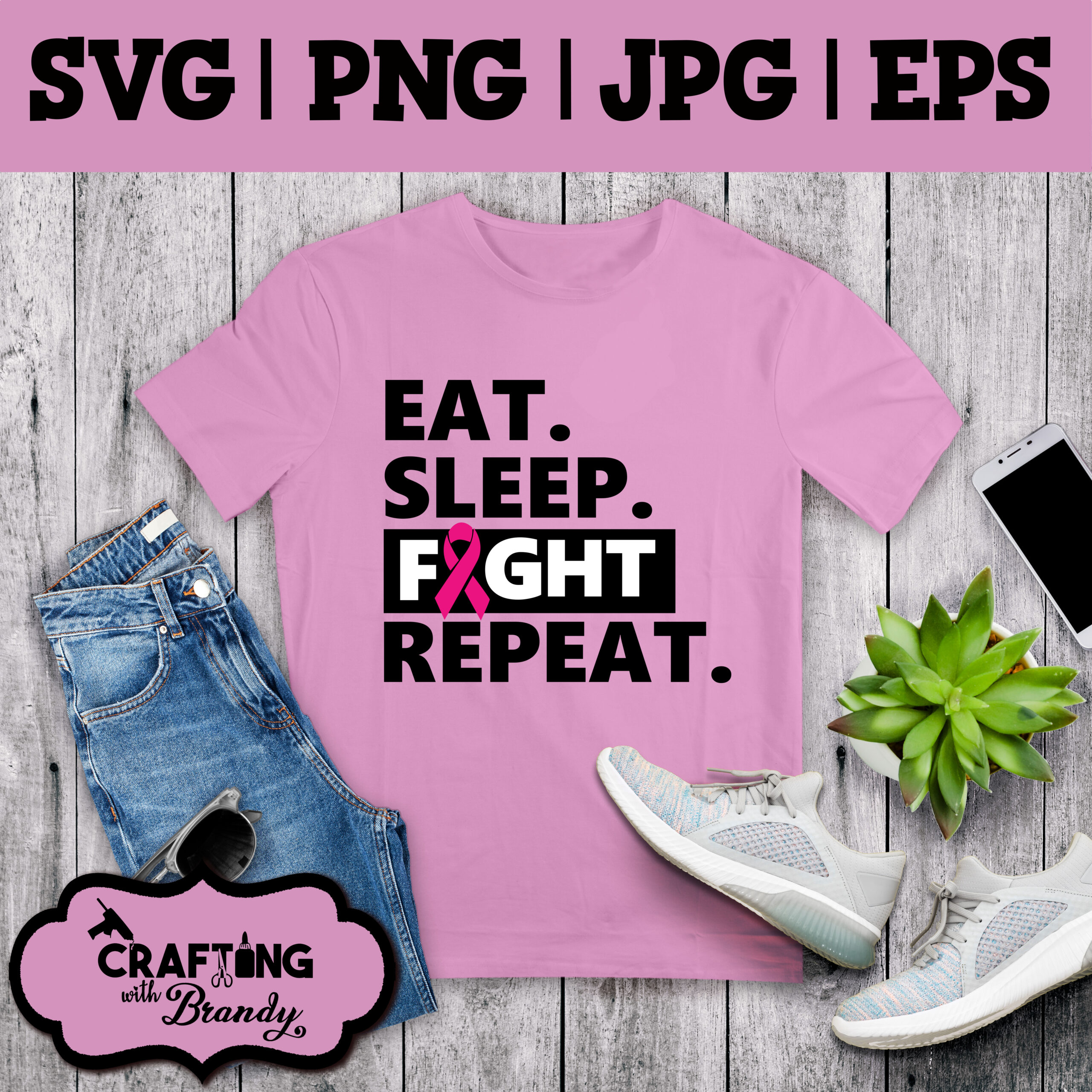 Eat Sleep Fight Cancer Repeat | SVG | PNG | JPG | eps cut file