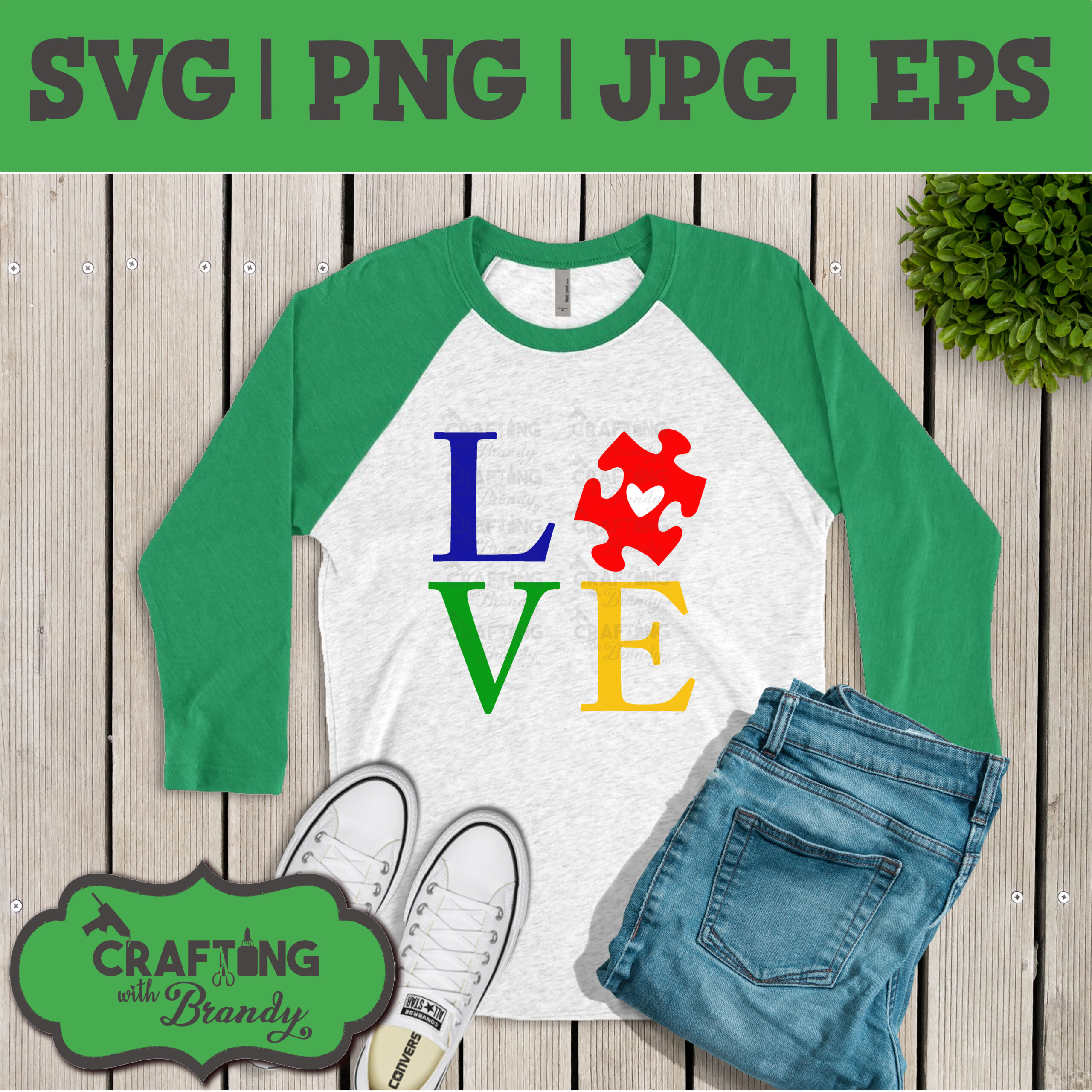 Love Autism Puzzle Piece Heart | SVG | PNG | JPG | cut file