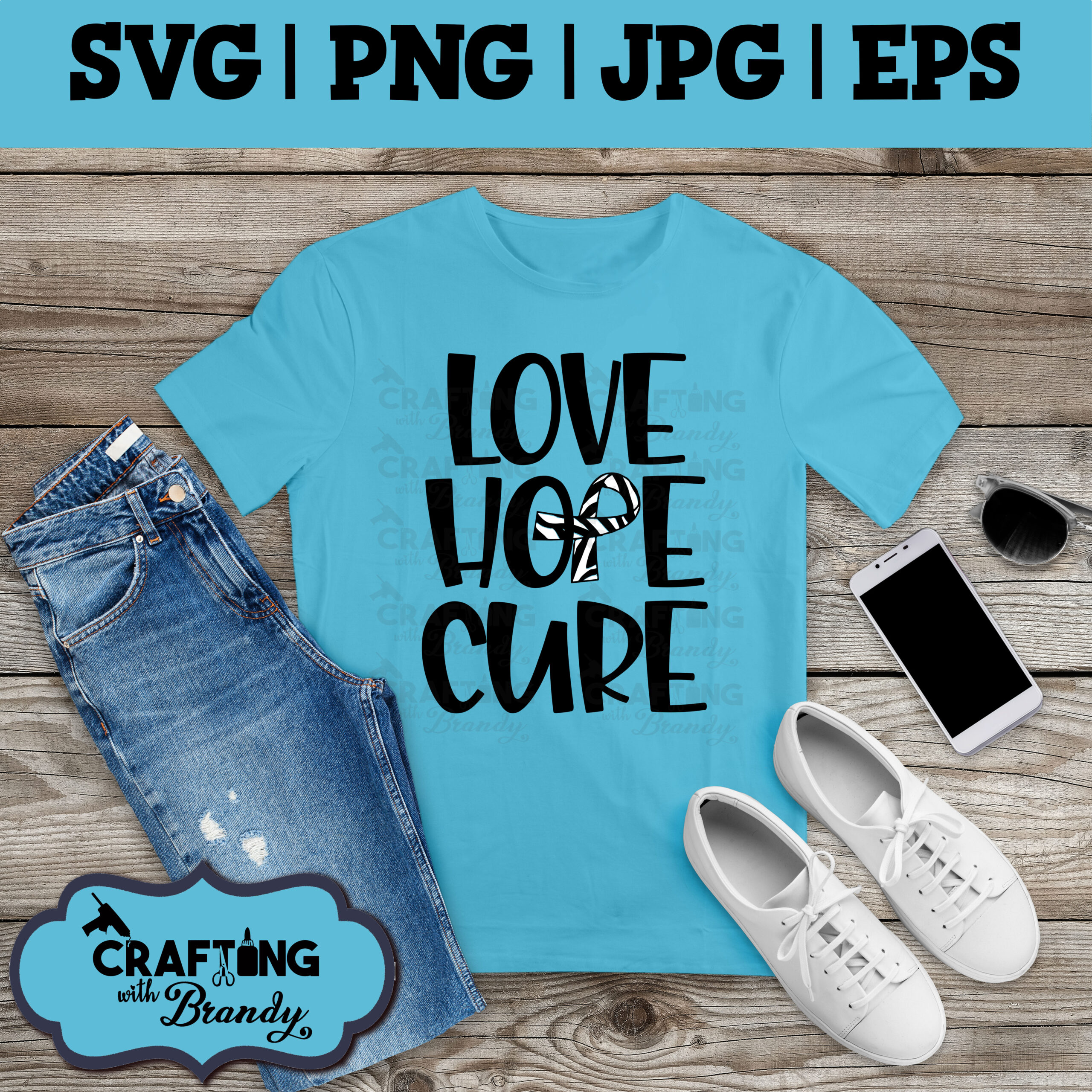 Love Hope Cure Zebra Ribbon | Postural Orthostatic Tachycardia Syndrome | SVG | PNG | JPG | eps cut file