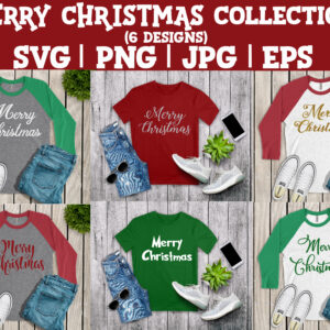 Merry Christmas 6 Font Styles Bundle | SVG | PNG | JPG | eps cut file