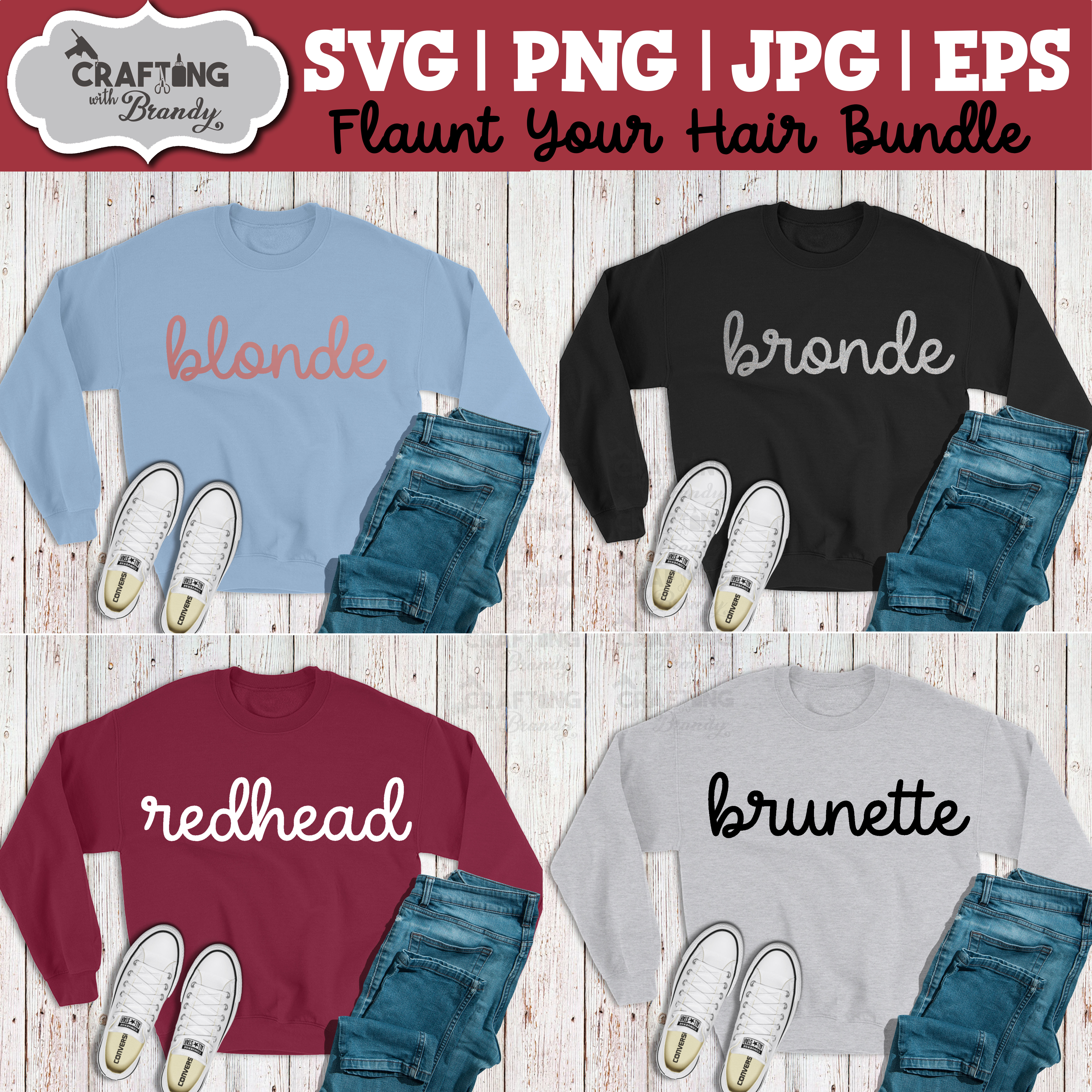 Redhead Blonde Brunette Bronde - Flaunt Your Hair Bundle | SVG | PNG | JPG | eps cut file