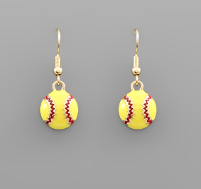 Epoxy Softball Dangle Earrings