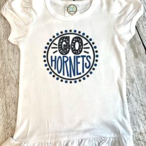 Go Hornets Circle Dot Screen Print Toddler Ruffle Shirt
