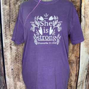 She is Strong - Grape Zipper Chemo Port Short Sleeve Shirt