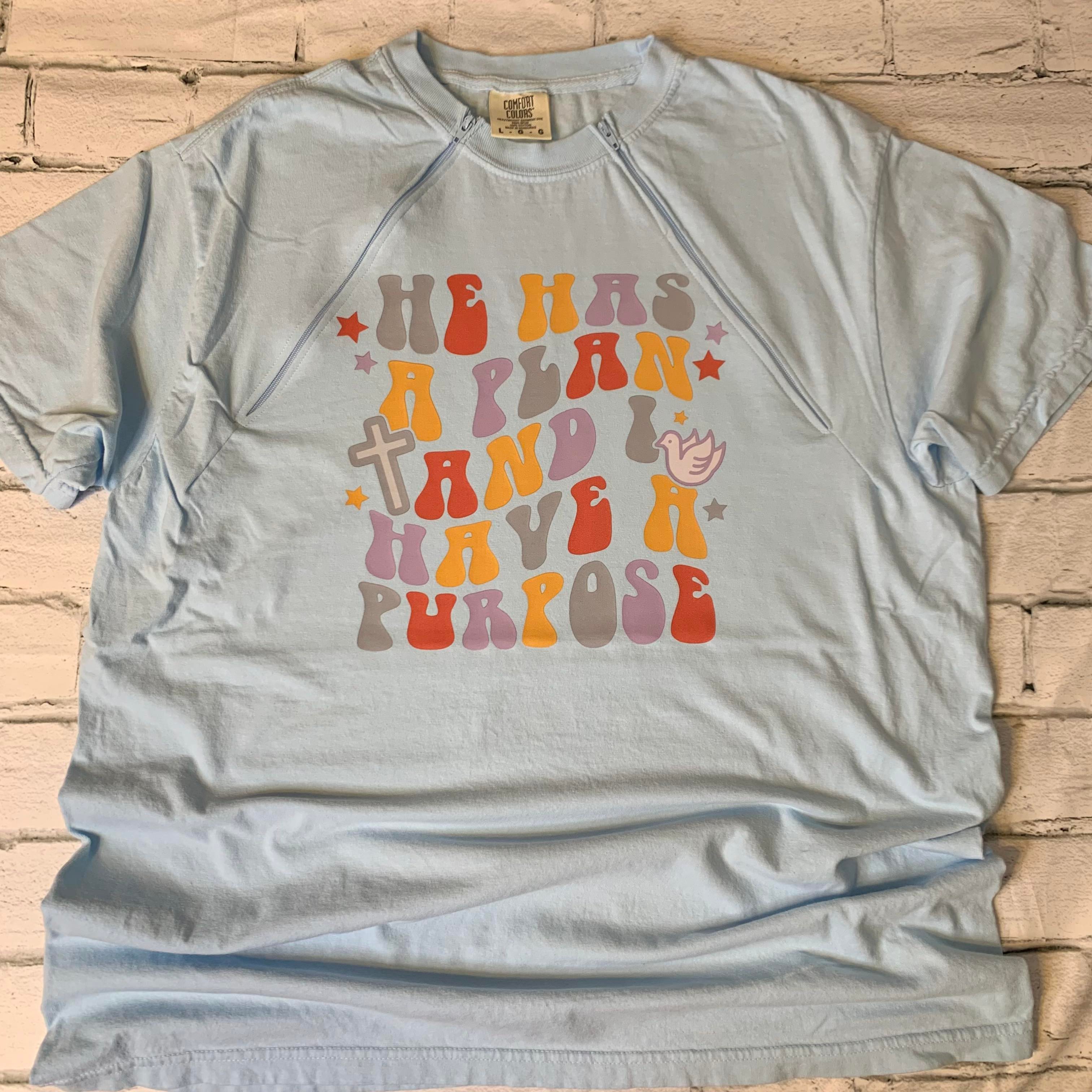 He Has A Plan and I Have a Purpose - Chambray Zipper Port Shirt