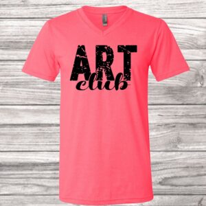 Art Club Distressed Cursive V-Neck Screen Print Shirt