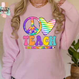 Peace Love Teacher Tie Dye Sweatshirt
