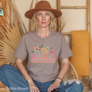Mom Life Flower and Stripes Shirt