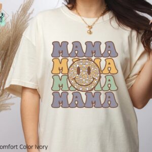 Mama Stacked Smiley Face Shirt