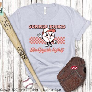 Summer Nights Ball Park Lights Baseball Character Shirt