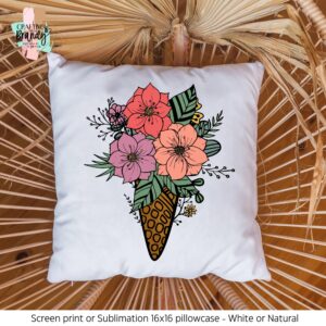 Flower Bouquet 16 x 16 Screen Print or Sublimation Pillow Case