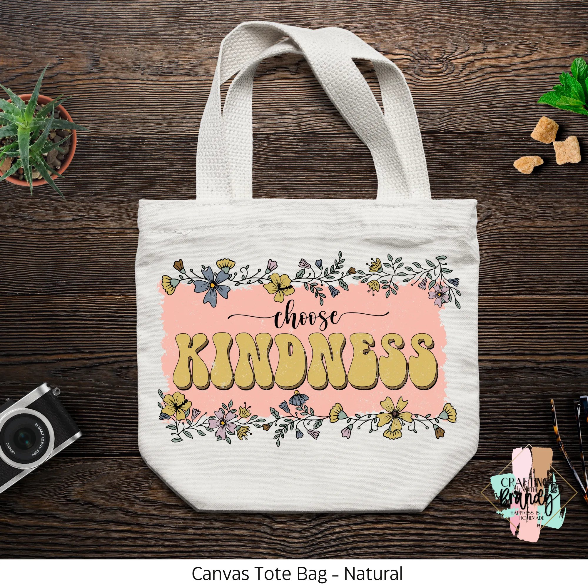 Choose Kindness Flower Canvas Tote Bag