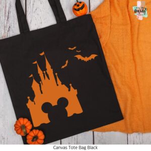 Disney Mickey Castle Black Canvas Tote Bag