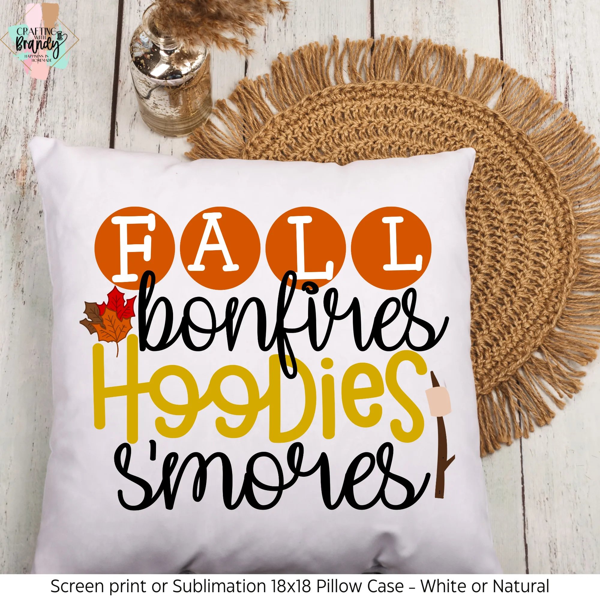 Fall Bonfires Hoodies S'mores 18 x 18 Screen Print or Sublimation Pillow Case
