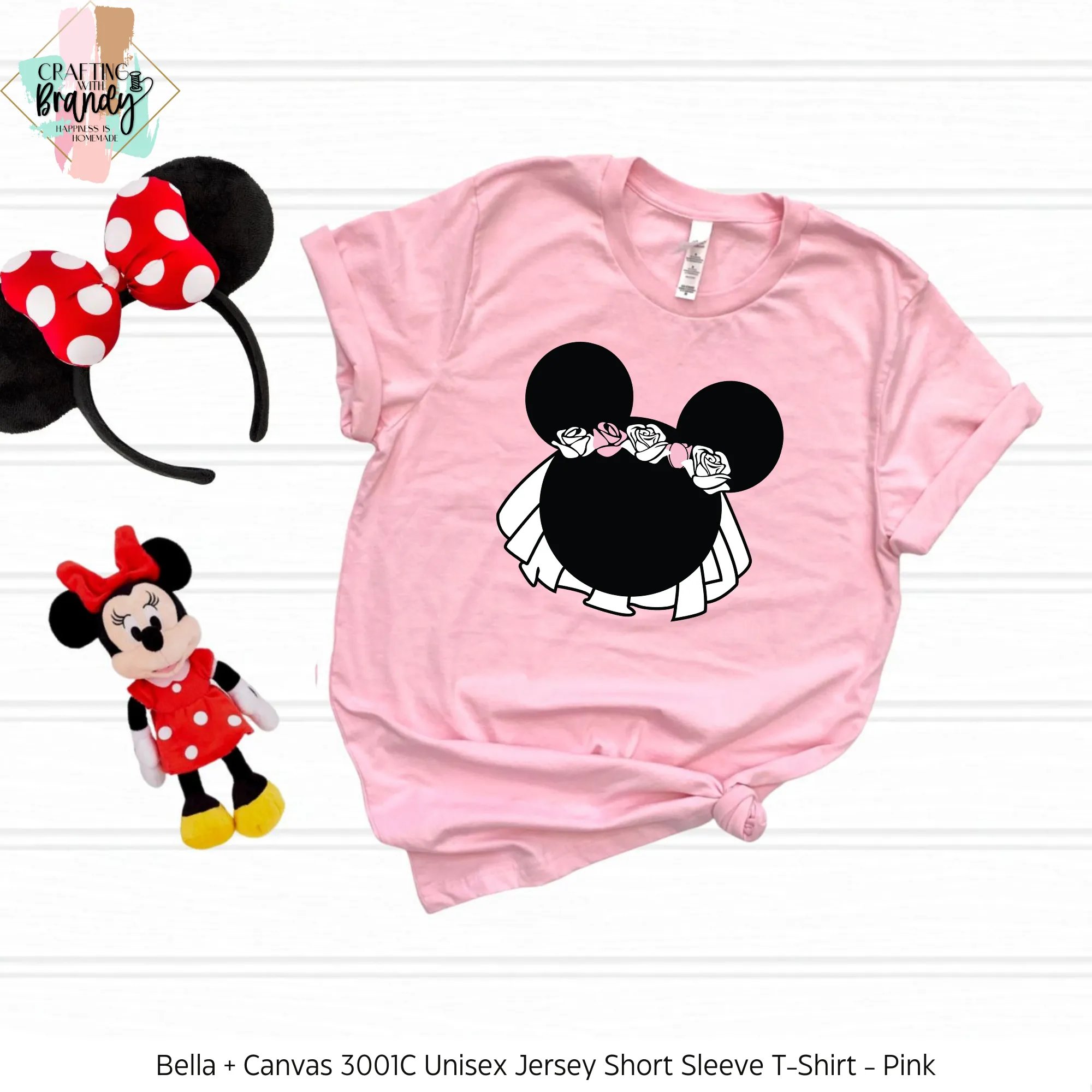 Minnie Bride Pink and White Flower Crown Shirt