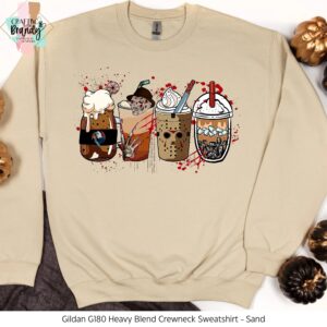 Horror Movie Coffee Latte Blood Splatter Sweatshirt