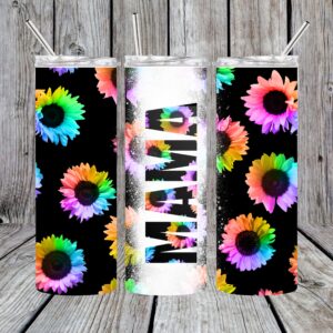 Mama Rainbow Flowers Sublimation Tumbler