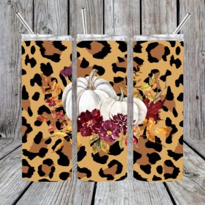 Fall Cheetah Pumpkin Sublimation Tumbler