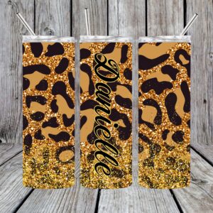 Leopard Glitter Personalized Sublimation Tumbler