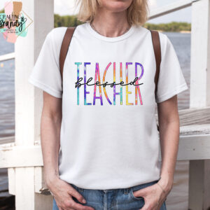 Blessed Teacher Skinny Tie Dye Shirt