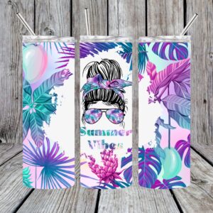 Messy Bun Summer Vibes Sublimation Tumbler