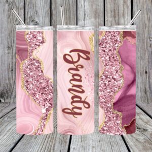 Magenta Marble Personalized Sublimation Tumbler