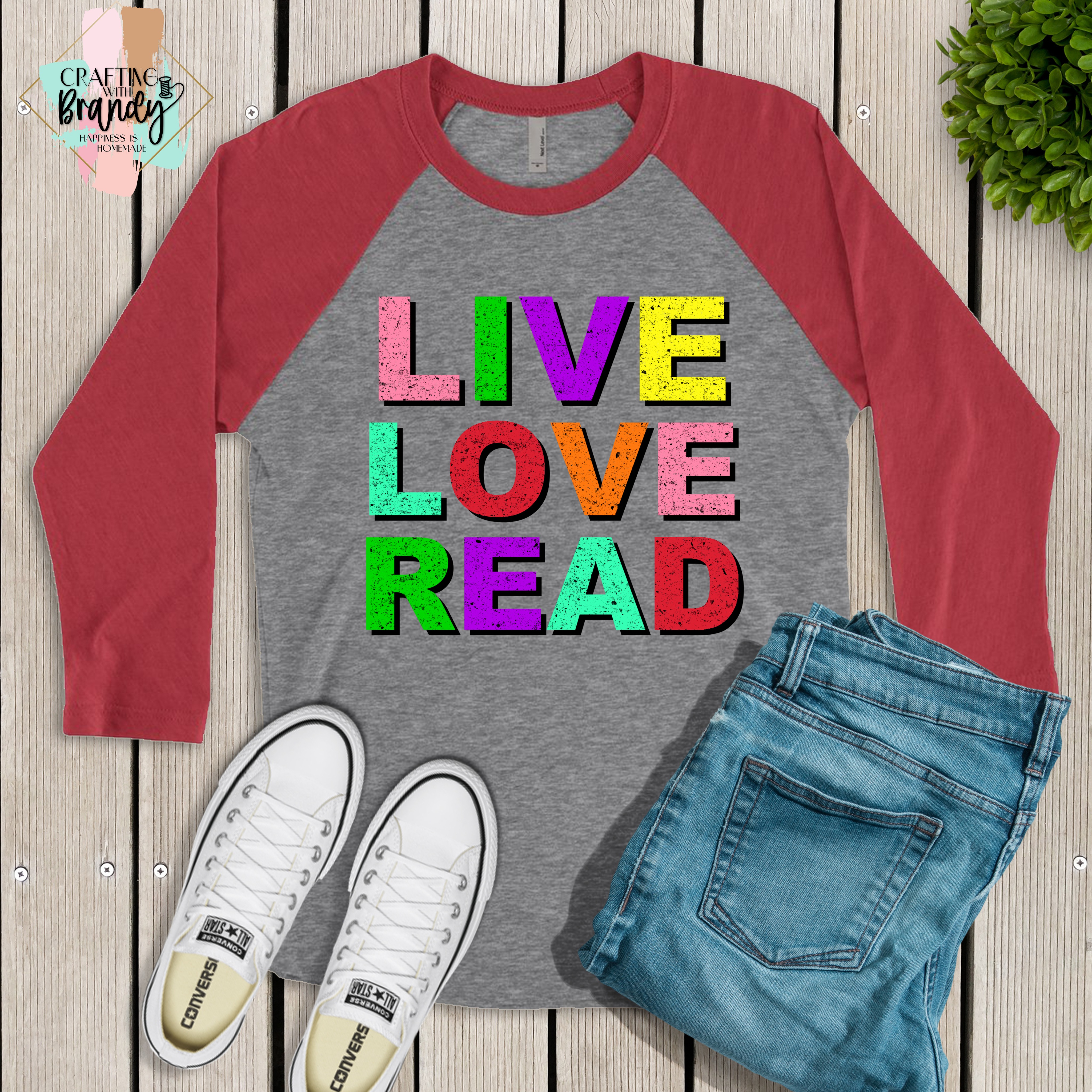 Live Love Read Distressed Raglan