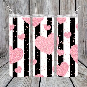 Heart Pink Glitter Sublimation Tumbler