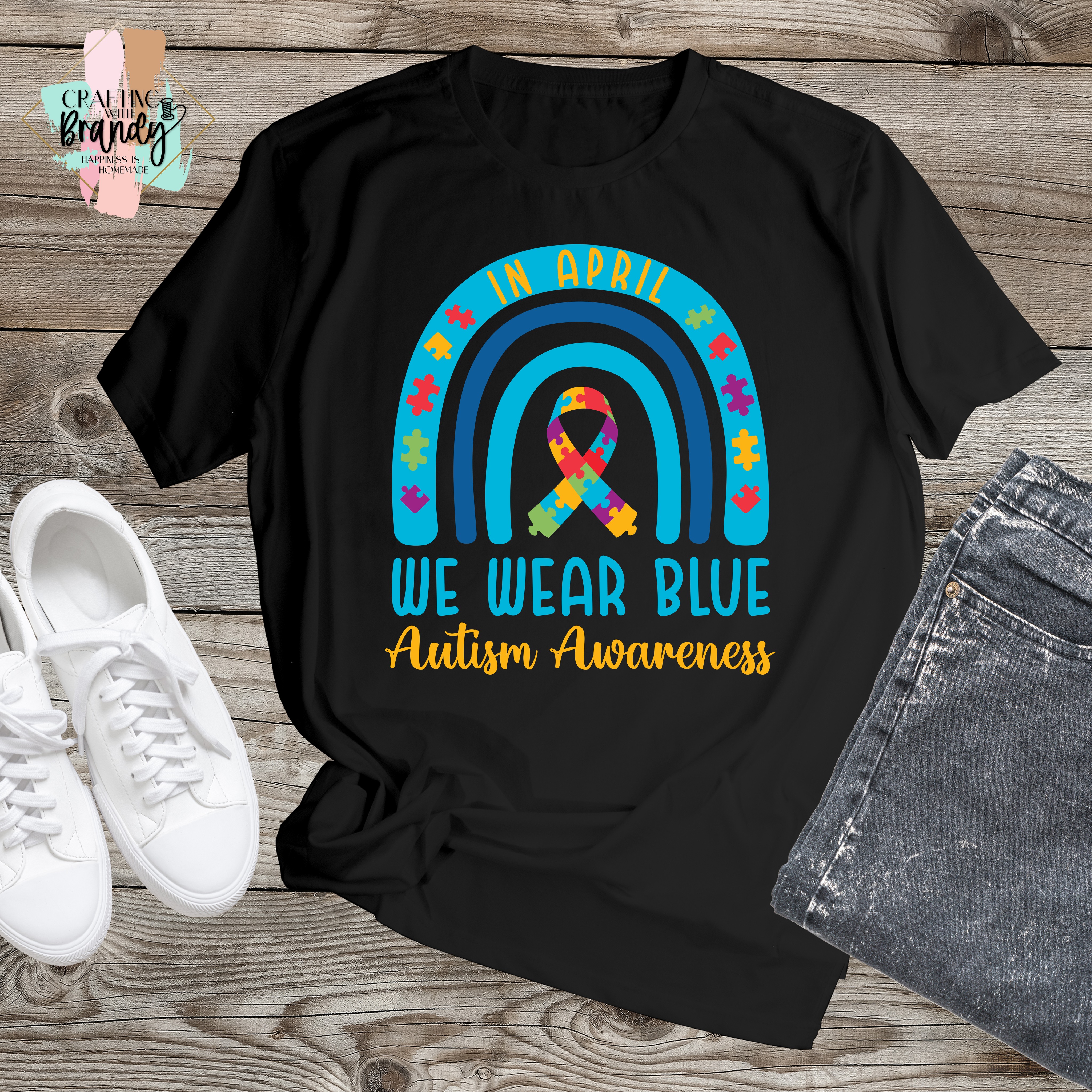In April We Wear Blue Autism Awareness Shirt