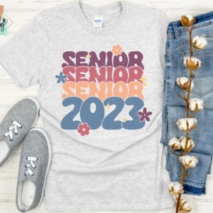 Senior 2023 Distressed Stacked Retro Shirt