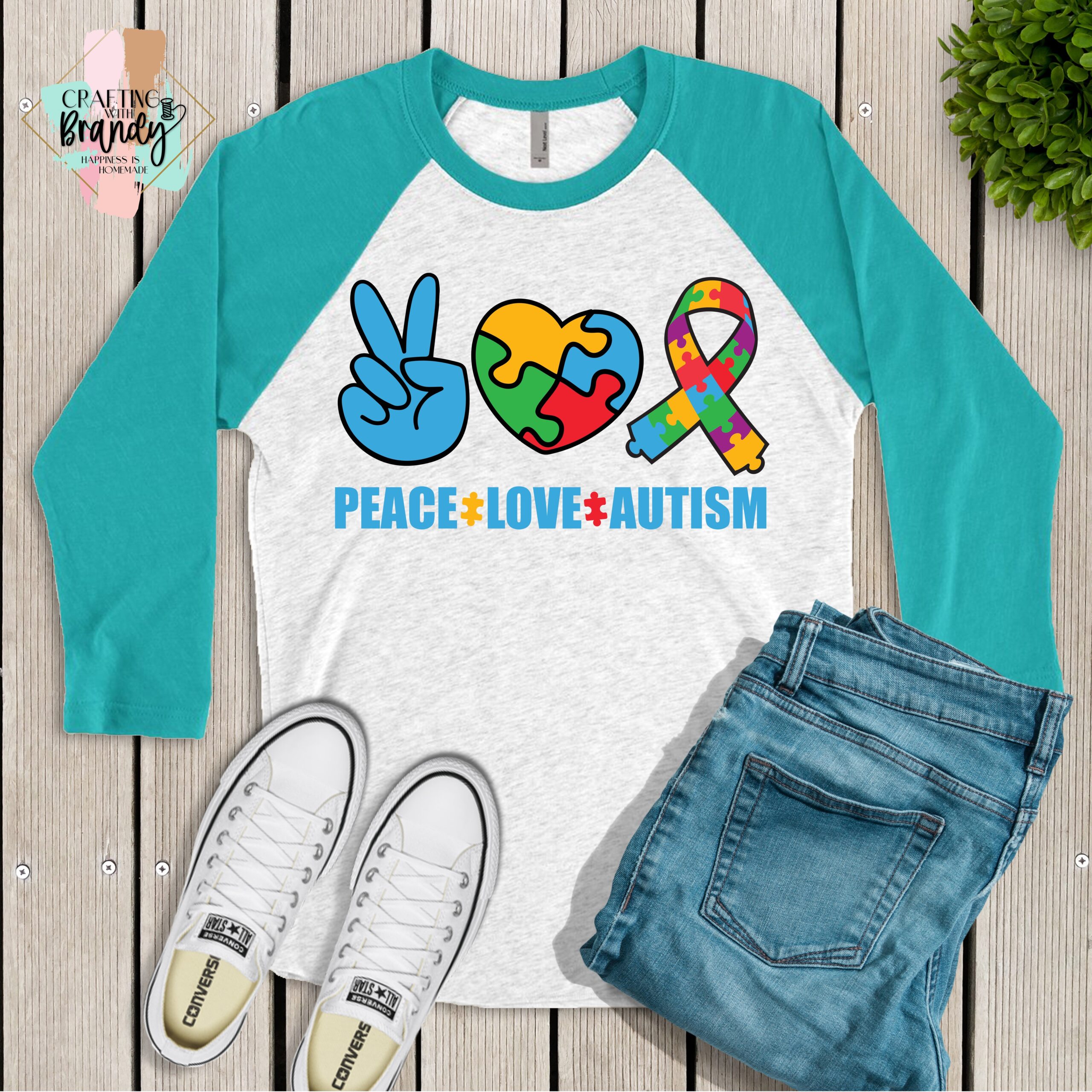 Peace Love Autism Raglan
