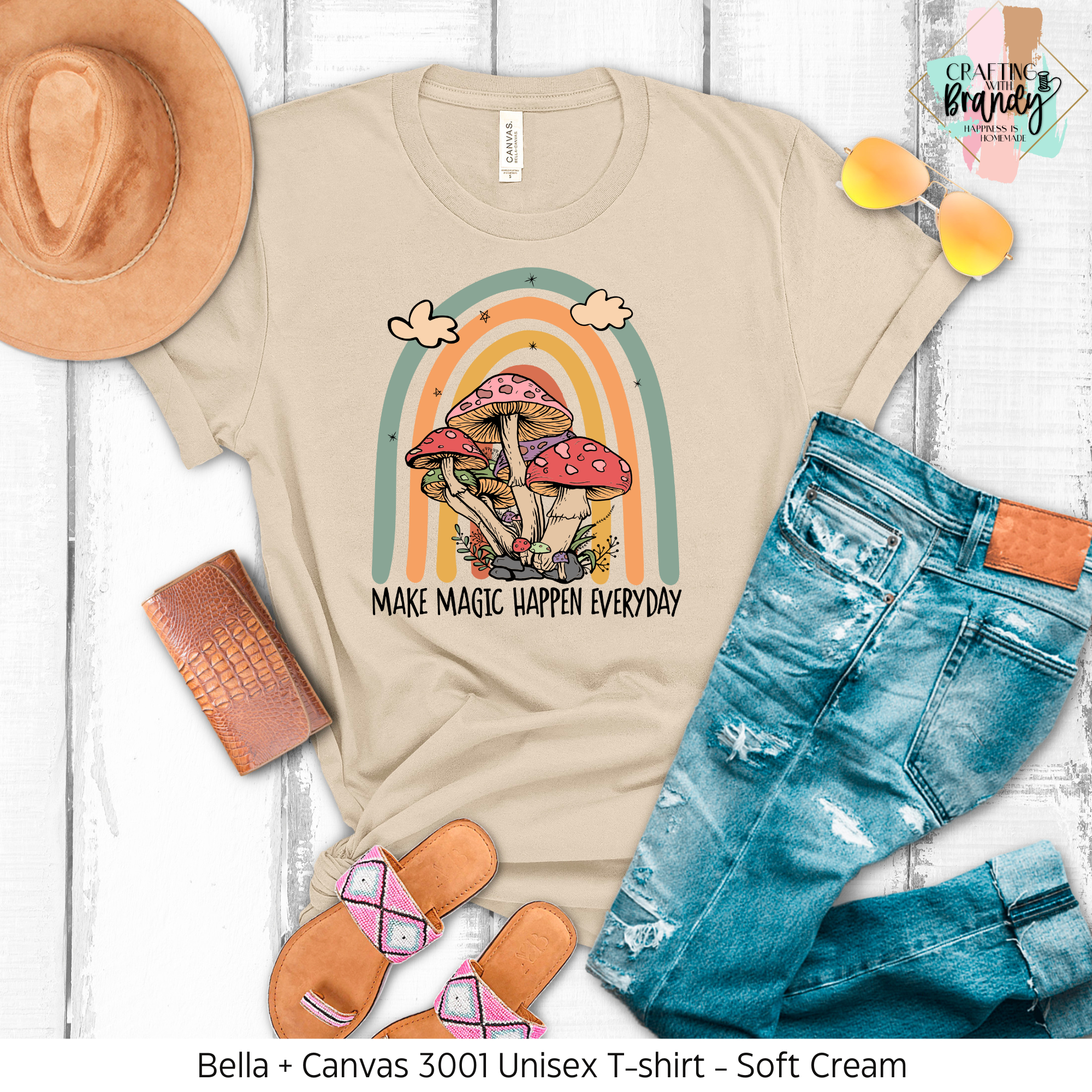 Make Magic Happen Every Day Rainbow Mushroom Shirt